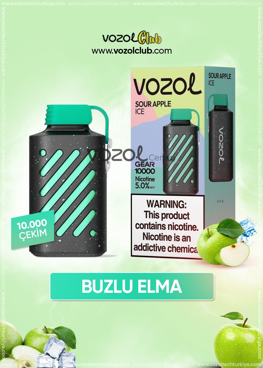 Vozol 10000 Sour Apple Ice