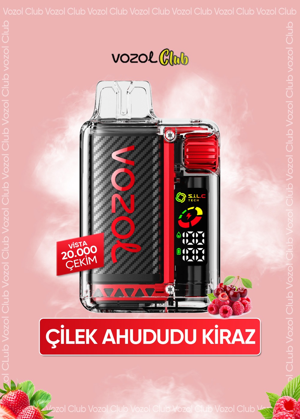 Vozol Vista 20000 Raspberry Strawberry Cherry